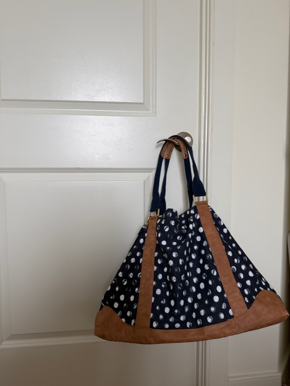 Polka Dot Navy and Tan Women's Weekender